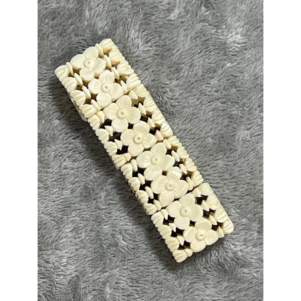 Vintage Bracelet Stretch Expandable Carved Square Tiles Floral !!